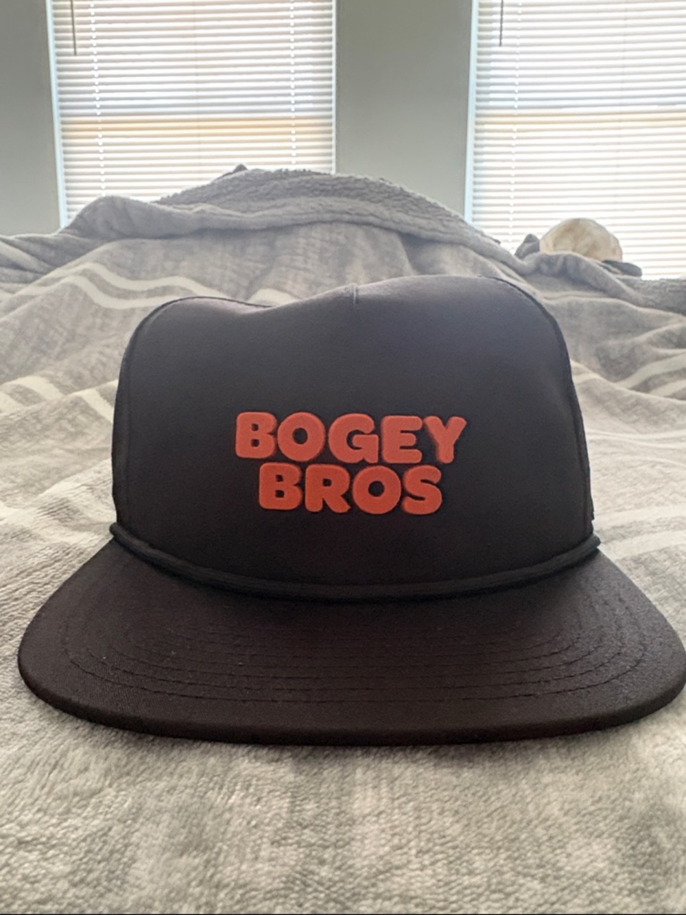 Bogey Bros Black Snapback Hat with Orange Logo